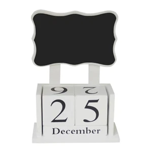 Vintage-Style Wooden Perpetual Calendar with Chalkboard Desktop Organizer Gift - Picture 1 of 4