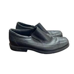 Clark’s Men’s Loafers Size 9.5m Black Leather Slip On Square Toe - Picture 1 of 9