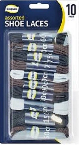 3 Packs of 10 Assorted Shoe Boot Trainer Laces White Black and Brown