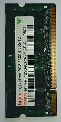 Hynix 1GB Laptop Memory Ram HYMP512S64BP8-Y5 AB-T 2Rx8 PC2-53000S-555-12  - Image 1 of 4