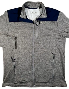 Orvis Fleece Jacket Mens Med Gray Blue Full Zip Pocket Logo Outdoor All Season - Picture 1 of 5