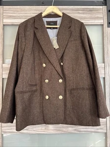 NWT J.Crew Bristol Blazer in Hazelnut English Wool Herringbone Size 20 - Picture 1 of 15