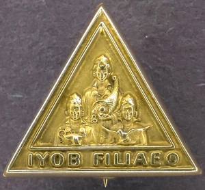 Prendedor solapa Morgans Iyob Filiae oro macizo 10k C1950 vintage Jobs Daughters 1,46 g - Imagen 1 de 5