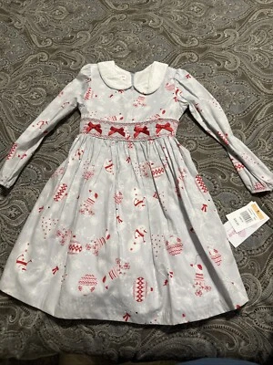 Bonnie Jean Grey Snowman Smocked Dress 6x Long Sleeve - Image 1 of 4