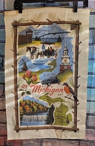 LOT OF 2 Vintage MICHIGAN WOVEN TAPESTRY Wall Hanging Beautiful - Picture 1 of 9