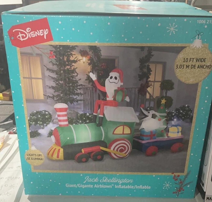 Disney Christmas 10 ft Wide Giant Jack Skellington Train Scene Inflatable