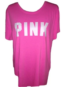 VS VICTORIAS SECRET PINK EVERYDAY CREW SHORT SLEEVE TEE TOP ATOMIC PINK XS - Picture 1 of 2