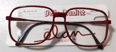 Vintage ELAN 606 Col. 1 Rojo Amb. Marcos de gafas de carbono 56/14 nuevo stock antiguo #413 Foto 1 de 4