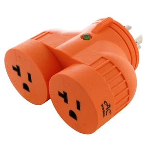 20A 125/250V NEMA L14-20 Male to 2 NEMA 5-20R V-DUO Outlet Splitter by AC WORKS® - Picture 1 of 6