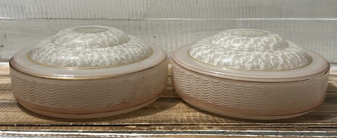 Pair Vintage Pink Gold Glass Ceiling Light Shade Globes Hollywood Regency 1950's Cover