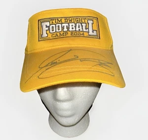 Vintage Tim Dwight Football Camp Schirmmütze Erwachsene Einheitsgröße gelb handsigniert KEIN COA - Bild 1 von 7