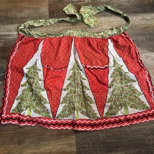 Vintage Christmas Tree Apron Kitschy Holiday 50’s 60’s Red Polkadot  25 X 17 ￼ - Picture 1 of 8