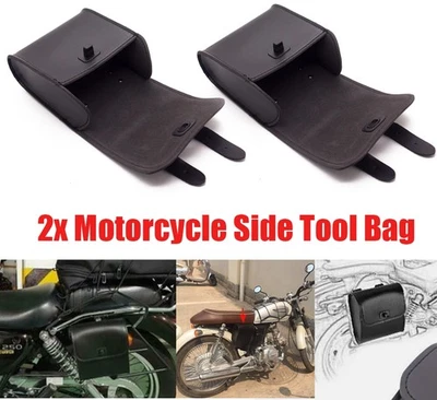 2x Motorcycle Tool Bag Bicycle Handlebar Fork Bag Black Saddlebag Waterproof Bag - Image 1 of 4