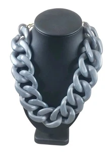 Costume Jewelry Necklace Chunky Silver Tone Chain Link Necklace 21 Inches - Picture 1 of 10