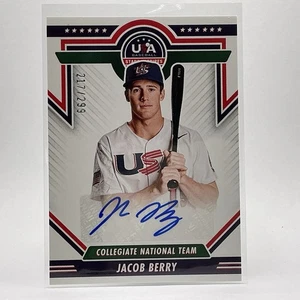 2022 USA Baseball Stars & Stripes Blue Ink /299 #CNTS-JB JACOB BERRY Auto A9-9 - Picture 1 of 1