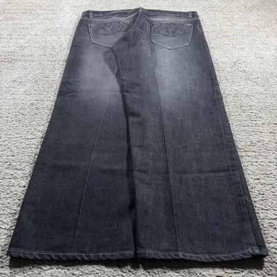 Pantalones de mezclilla lavados negros patinadores Avirex bordados holgados de pierna ancha Y2K años 2000’s Foto 1 de 4
