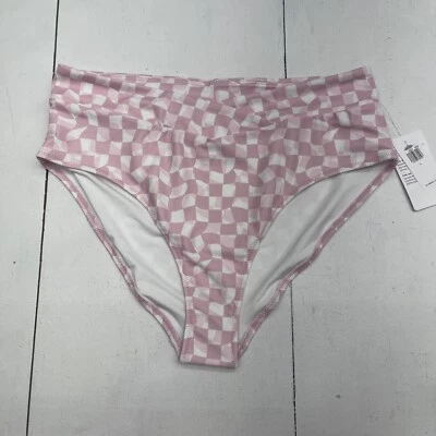 Pantalones de bikini antiguos azul marino rosa a cuadros tiro alto frente cruzado para mujer grandes nuevos Foto 1 de 4
