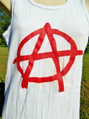 Nos Vintage 100%Cotton DIY Tank Underwear Top T Shirt Anarchy Anarchist Punk XXL - Image 1 of 4