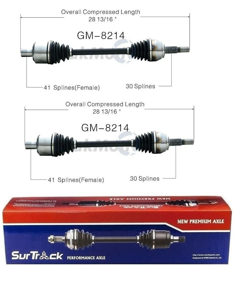 Juego SurTrack par de ejes de eje trasero CV para Chevrolet Corvette tracción trasera 1997-2004 Foto 1 de 1