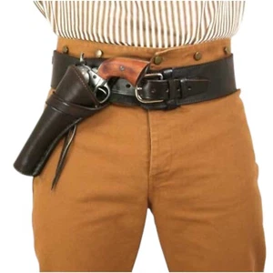 Wild West Gun Belt Holster Old Western Cowboy Leather Pistol Revolver Holder - Picture 1 of 2
