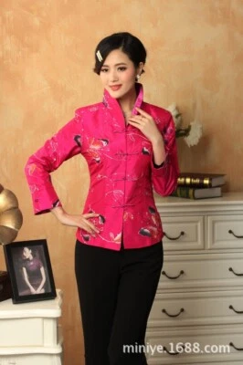 Chinese National Jacket Women Silk Satin Coat Size M-3XL - Image 1 of 4