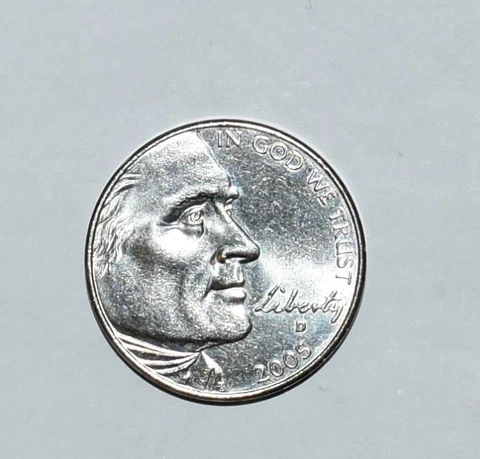 2005 D Rare Jefferson Buffalo Nickel Error Spear Double Die +Au Cover