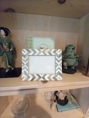 Картинная рама натуральный шеврон 4 x 6 белый синий рамка размер 9 x 7  - Изображение 1 из 3