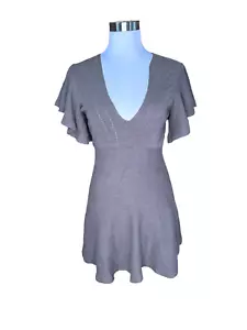 Free People Sweater Dress Cozy Nights Womens XS Gray V Neck Knit Open Back NWT - Picture 1 of 9