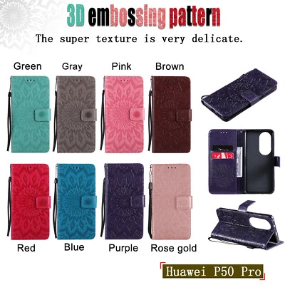 Retro Flower PU Leather Flip Wallet Case Cover for Huawei P20 P30 P40 Lite P50 - Image 1 of 4