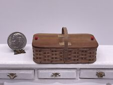 Vintage Artisan CHANDRONNAIT Woven Picnic Basket Dollhouse Miniature 1:12
