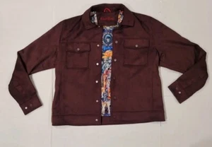 Robert Graham Men’s Size Medium Vegan Suede Trucker Jacket Mahogany RGF23R77 New - Picture 1 of 4