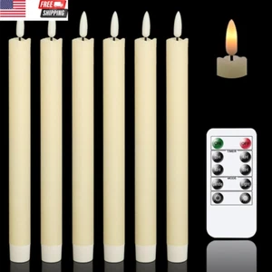 Flameless Ivory Taper Candles Flickering with 10-Key Remote, Battery Operated Le - Picture 1 of 22