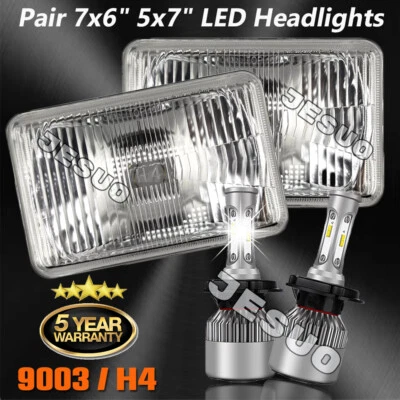 For Chrysler Cordoba 1980-83 Pair 7x6" Square LED Headlights Hi/Lo Beam DRL Lamp Foto 1 de 4