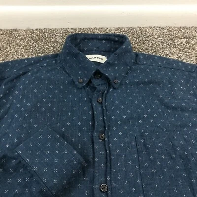 Taylor Stitch Shirt Jack Geometric L/S Button Up Indigo Blue Mens Small (38) - Image 1 of 4