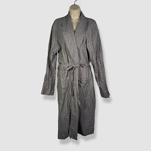 $280 Hanro Women's Gray Floral Long Sleeve Self-Tie Robe Size M