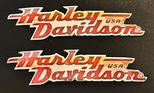 HARLEY DAVIDSON SPORTSTER TANK EMBLEMS OEM CHROME AND RED - Bild 1 von 5