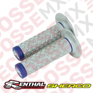 SHERCO SEF450/SEF500 RENTHAL COMFORT GRIPS SOFT/FIRM GREY/BLUE MOTOCROSS ENDURO - Picture 1 of 9