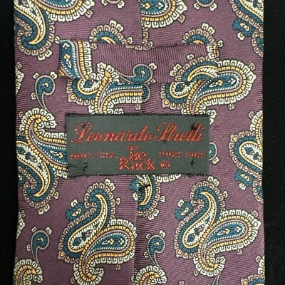 Leonardo Strelli The Rack 3.75x59 Men’s Tie 100% Silk Made In Italy Plum Paisley - Image 1 of 4