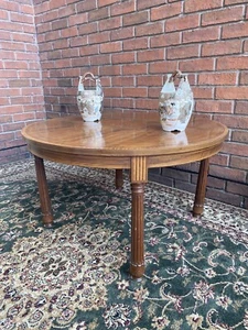 French Red Walnut Period Louis XVI Style Marquetry Inlaid Pillared Centre Table - Picture 1 of 12