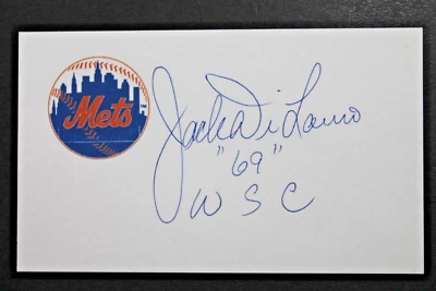 Jack DiLauro New York Mets 1969 Signed Autographed 3x5 Index Card - Image 1 of 2