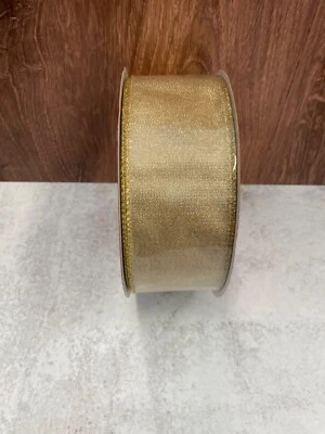 gold sheer ribbon with wired edge 2.5 in x 90 ft Xmas Valentine's - Image 1 of 2