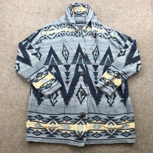Polo Ralph Lauren Pullover Herren Large blau grau Schal Cardigan Azteken Strick Western - Bild 1 von 8