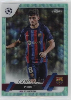 2022-23 Topps Chrome UEFA Club Competitions Aqua Wave Refractor /199 Pedri #136 - Image 1 of 2