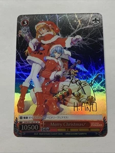 Xmas Rei & Asuka Evangelion Girl Waifu Card Holo Foil Anime Rare Signature Weiss - Picture 1 of 12