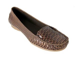 Zapatos Mocasines Avon Para Mujer Marrón Estampado Animal Exótico Serpiente Cómodos - Talla 6 - Imagen 1 de 2