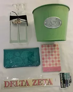 Delta Zeta Sorority Tin Checkbook Cover Matchbook Notepad Glass Bottles Decal - Picture 1 of 4
