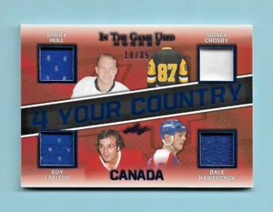 Tarjeta de camiseta Leaf ITG 4 2020-21 ¡Tu país! Crosby-Hull-Lafleur-Hawerchuk 18/35 - Imagen 1 de 2