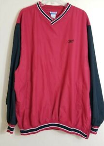 Reebok Jacket Extra Large Mens Adult Red Pullover Coat Side Zip Athleisure 