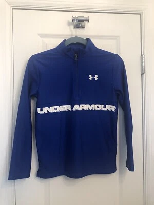 Under Armour 1/4 Zip Youth med Loose HeatGear Preowned Blue/white - Image 1 of 4