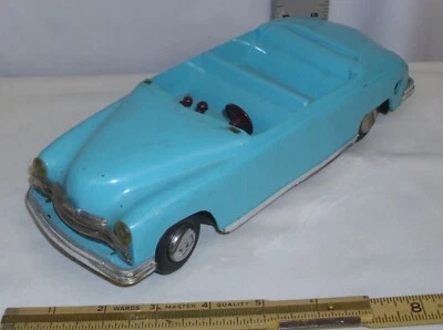 TOY FOUNDERS KAISER CONVERTIBLE CAR WIND UP PLASTIC TOY 1950s IN BLUE - Image 1 of 4
